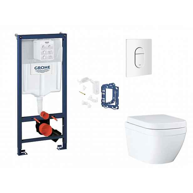 Grohe Rapid SL - Set předstěnové instalace, klozetu, sedátka SoftClose, tlačítka Arena Cosmopolitan a sady pro vhazování tablet, Triple Vortex, alpská
