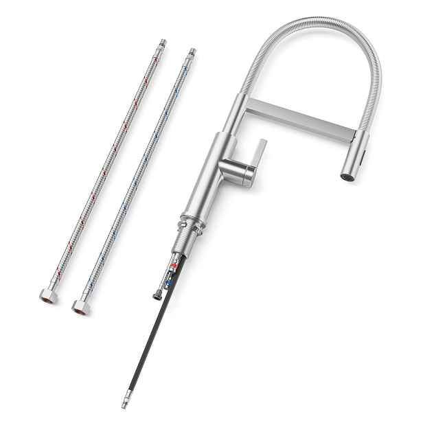Inox Kartáčovaná Kuchyňská Baterie 530 MM S Vytahovací Sprškou 360°
