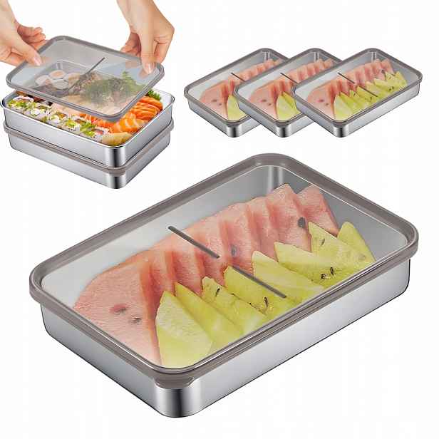 Nádoba Na Potraviny Kuchyňský Oběd Ocelová S Těsněním Lunchbox 800 ML 4X