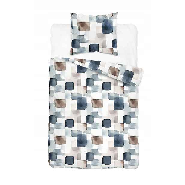 Povlečení saténové 140x200 šedá modrá s geometrickým vzorem Home Satin