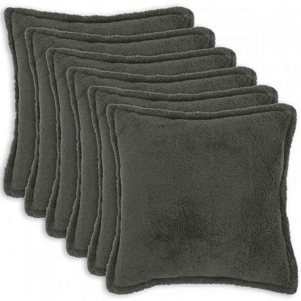 vidaXL Povlak na polštář 6 pcs HOUTEN Tmavě šedá 80 x 80 cm Bouclé