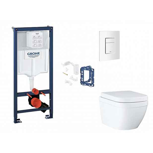 Grohe Rapid SL - Set předstěnové instalace, klozetu, sedátka SoftClose, tlačítka Skate Cosmopolitan a sady pro vhazování tablet, Triple Vortex, alpská