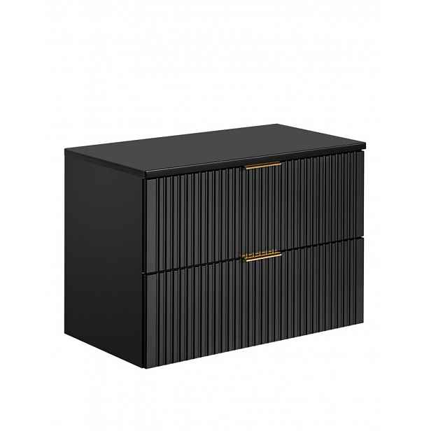 Koupelnová skříňka pod umyvadlo s deskou 80 cm ADEL, drážkovaná černá (SET -ADB B 80 CM)