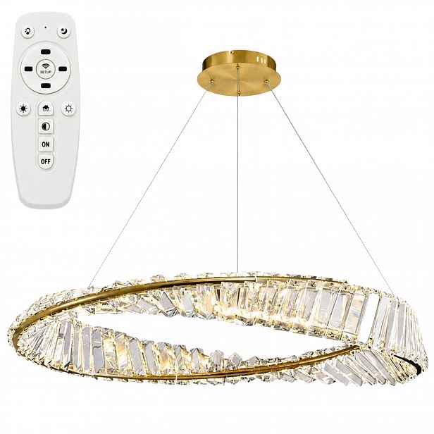 Led Závěsná Lampa Zlatá Crystal Glamour 60 CM 45 W 3 Barvy Světla Stmívatelná