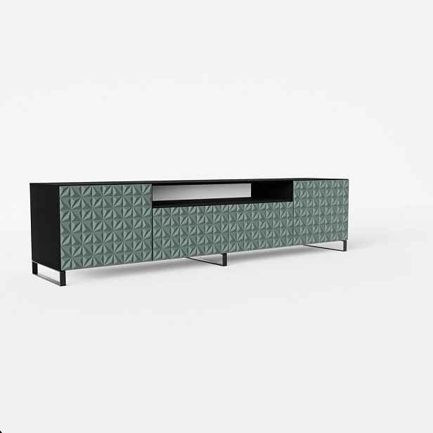 MASSENO STOJACÍ TV STOLEK ROVA, 200/41/40 cm, černý /, zelený