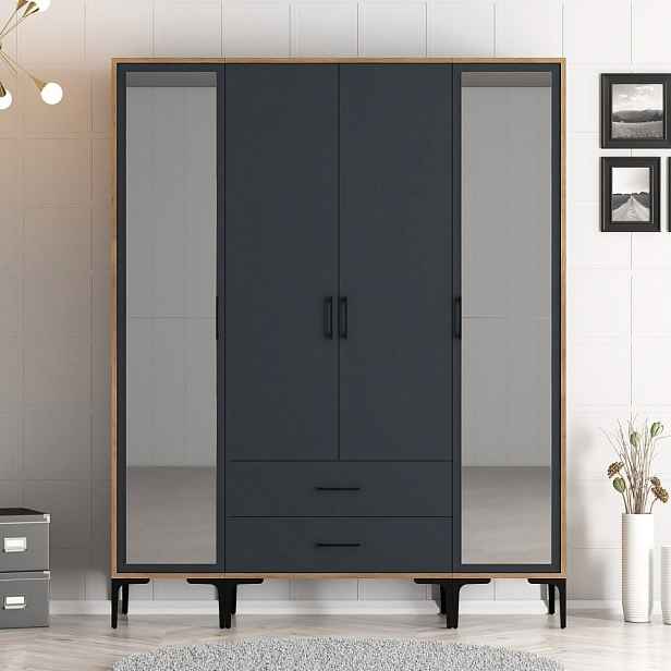Šatní skříň Kumsal RTR - Walnut, Anthracite