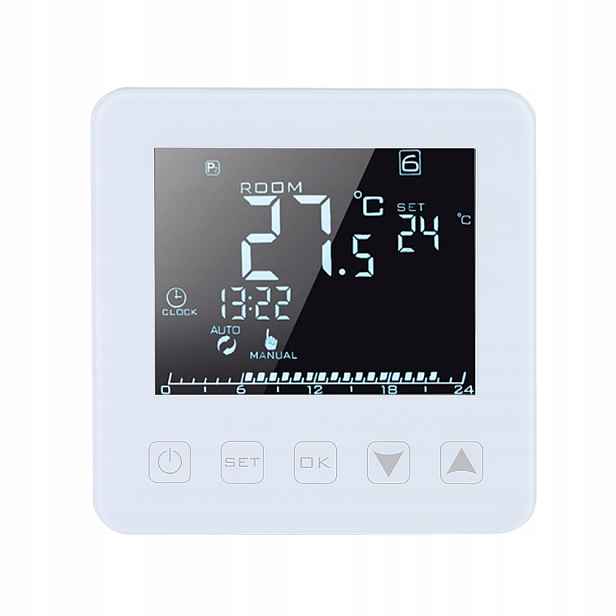 Termostat Pro Elektrické Topení LCD 16A Bílý