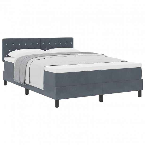 vidaXL Postel s boxspringem s matrací Tmavě šedá 140 x 190 cm samet