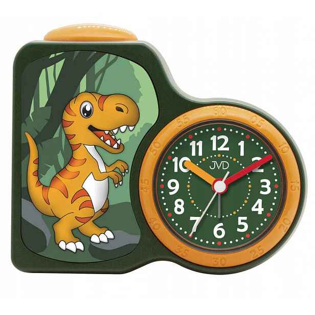 Zelený Čitelný Dětský Budík Dinosaurus Jvd SRP163.1 Tichý Mechanismus