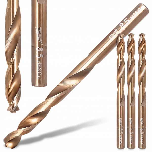 3x Vrtáky do kovu 8,5 mm Milwaukee Kobaltové Hss-g Nerezové oceli Wier R6