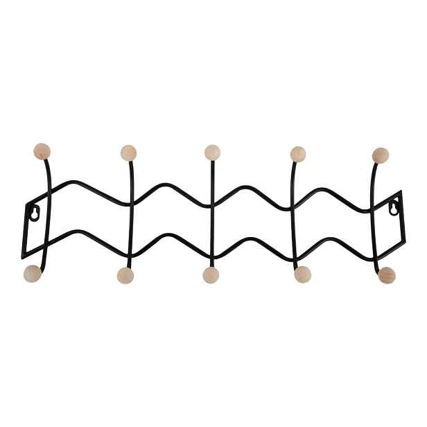 Černý kovový nástěnný věšák 61 cm Zig Zag – PT LIVING