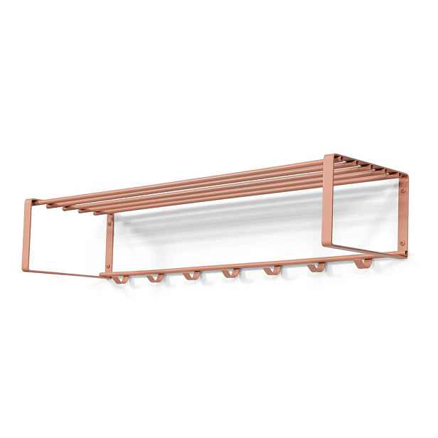 Kovový nástěnný věšák v lososové barvě s poličkou 100 cm Rex – Spinder Design