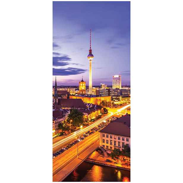 Samolepka Fototapeta Berlín v noci světla města Spréva architektura 91x211