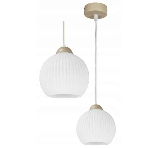Závěsná stropní lustrová lampa Glass béžová s rýhovanými stínidly pro obývací pokoj