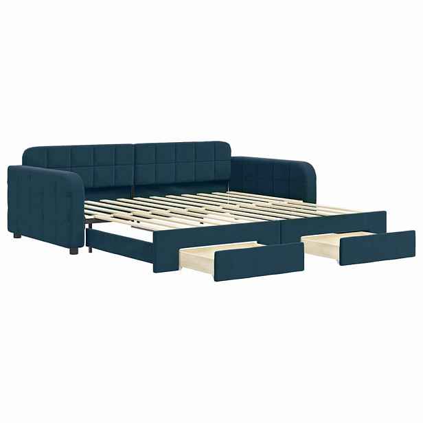 vidaXL Válenda s přistýlkou a zásuvkami modrá 100 x 200 cm samet
