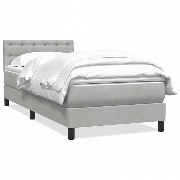 vidaXL Box spring postel s matrací světle šedá 80x220 cm samet