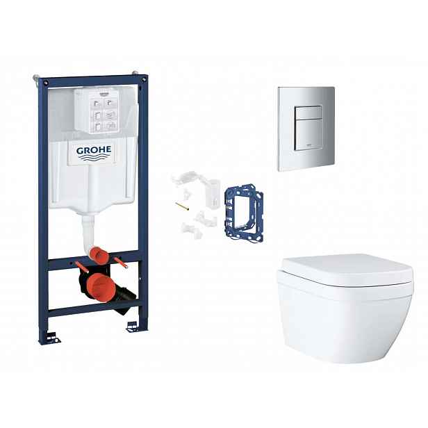 Grohe Rapid SL - Set předstěnové instalace, klozetu, sedátka SoftClose, tlačítka Skate Cosmopolitan a sady pro vhazování tablet, Triple Vortex, chrom