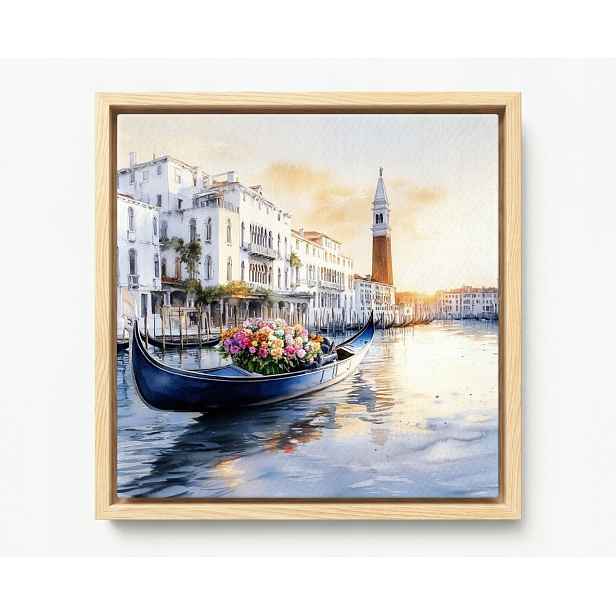 Obraz Rama American Box Krajina Itálie Benátky Kanál Loďka Gondola 60x60