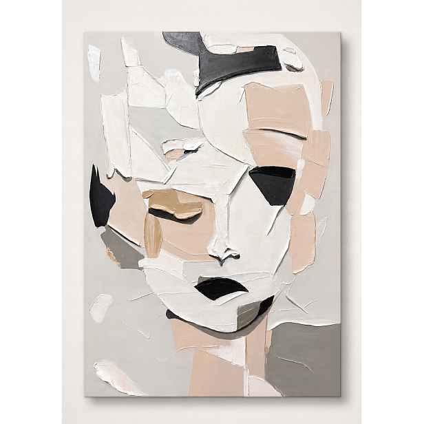 Ručně malovaný obraz abstrakce šedý 76x102cm připraven k zavěšení