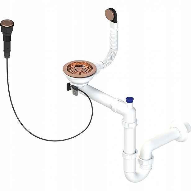 Sifon pro dřez růžové zlato 1-K 3,5" automatický