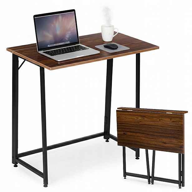Skládací počítačový stůl 80x45 cm stolek pod notebook loft tmavý ořech Mode