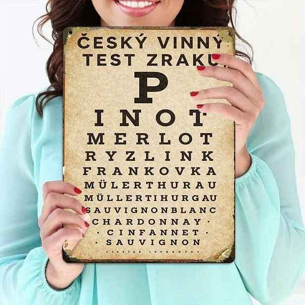 TEMU 2D plochý, 1 ks 2D plochý, Čeští vinné oči test plakát Kreativní dřevěná cedule - Dekorace na zeď do kavárny garáže Umělecký dárek | Dřevěná