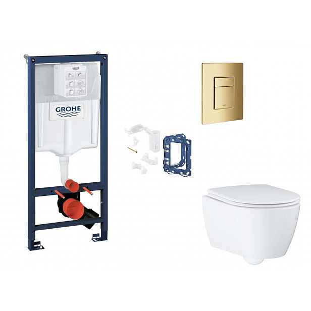 Grohe Rapid SL - Set předstěnové instalace, klozetu, sedátka SoftClose, tlačítka Skate Cosmopolitan a sady pro vhazování tablet, Cool Sunrise SANI11BB