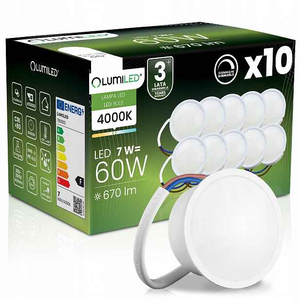 10x Vložka Do Led Svítidel Modul Insert Reflektor 7W 60W 670LM 4000K 120° DIM