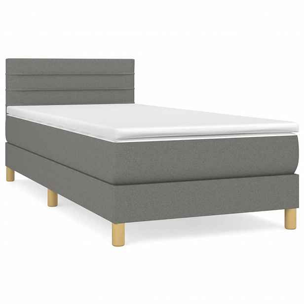 vidaXL Box spring postel s matrací tmavě šedá 100 x 200 cm textil