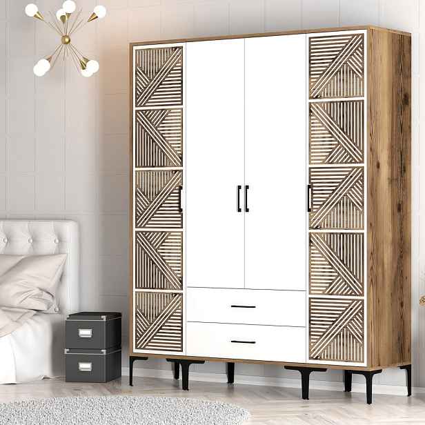 Šatní skříň Kumsal PTP - Walnut, White