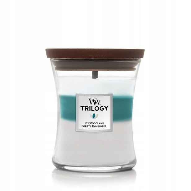Woodwick Střední svíčka Trilogy Icy Woodland 275 g