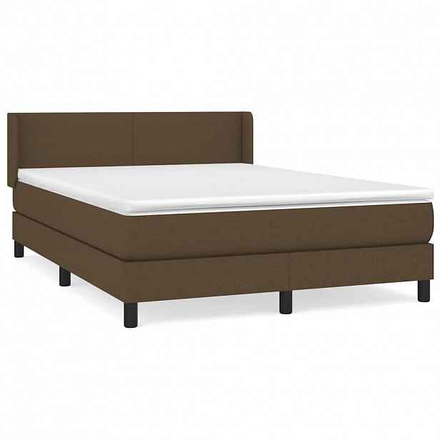 vidaXL Box spring postel s matrací tmavě hnědá 140x190 cm textil