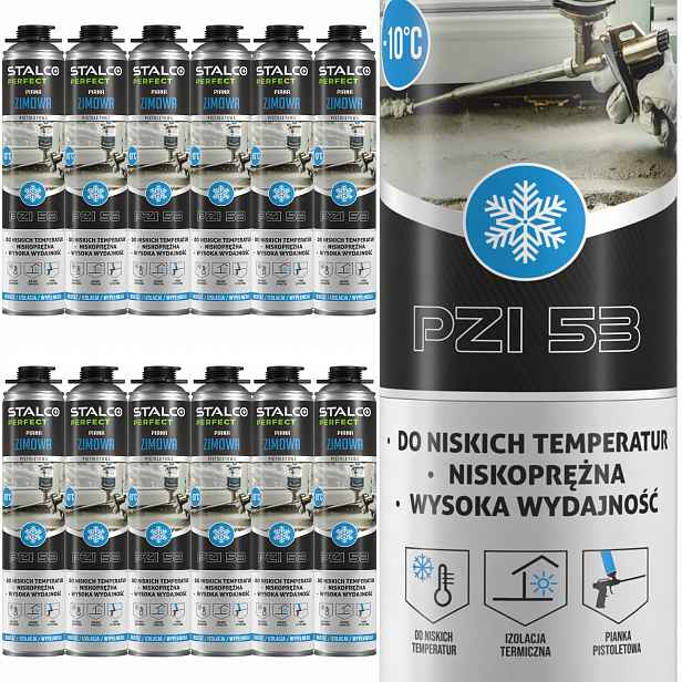 Set 12 x Výkonná Pistoletová Montážní Pěna Stalco 750 ml Zimní