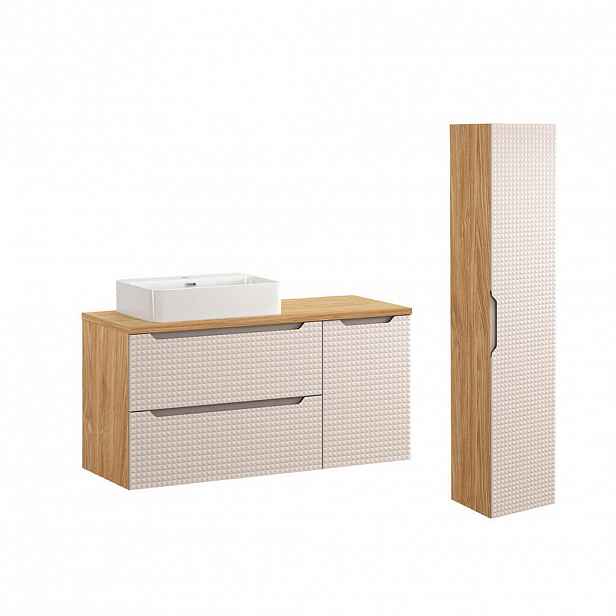 Petits-meubles KOUPELNOVÝ NÁBYTEK 120cm Mallory 2er-Set Béžová a dřevo