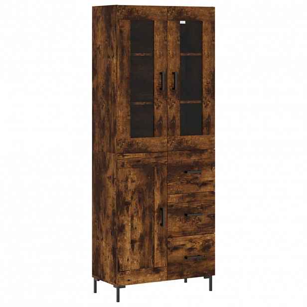 vidaXL Skříň highboard kouřový dub 69,5 x 34 x 180 cm kompozitní dřevo