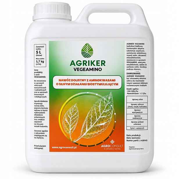 Agriker Vegeamino 5L listové hnojivo aminokyseliny biostimulátor rostlin