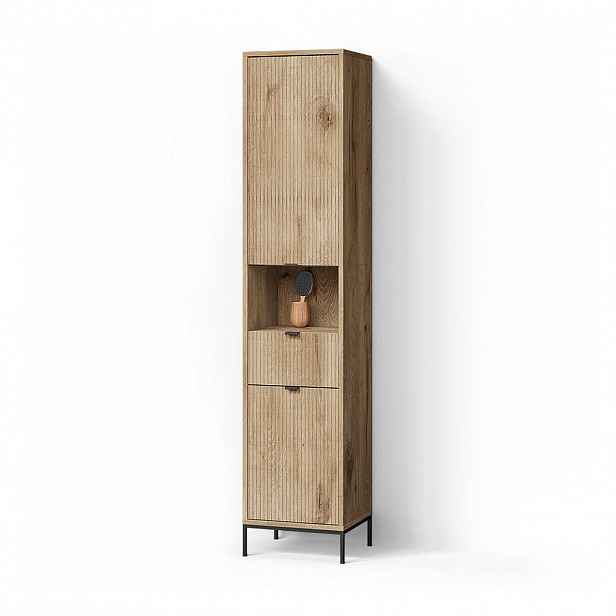 Livinity® KOUPELNOVÁ SKŘÍŇKA ATERNO Dub Viking 40 x 190 cm s dvířky a zásuvkou