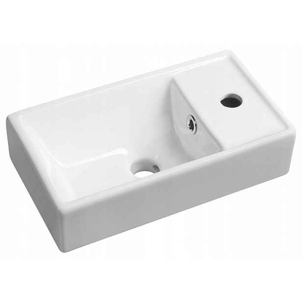 Minos keramické umyvadlo 40x22 cm, baterie vpravo, bílá