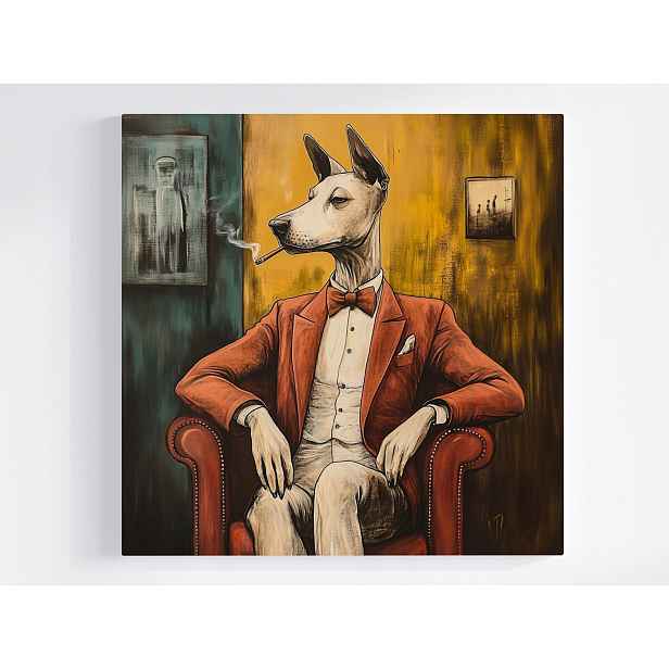Obraz Na Plátně Canvas Grafika Pes Gentleman Sako Cigareta 50x50