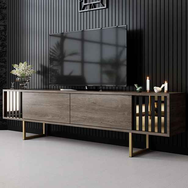 TV stolek Gold Line - Walnut, Black