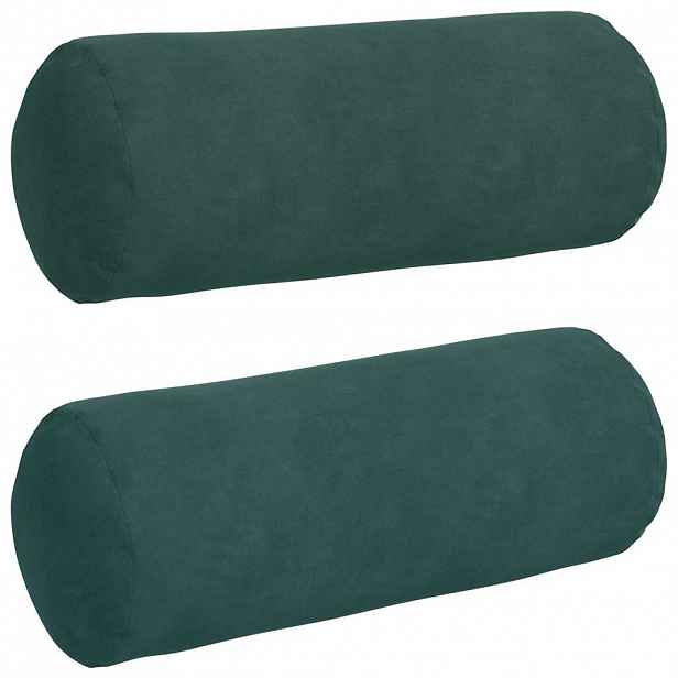 vidaXL Polštáře 2 pcs Tmavě zelená Ø 15 x 40 cm Žebrovaná látka