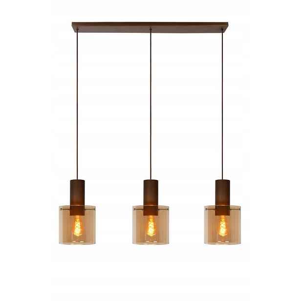 Závěsná lampa trojitá hnědá skleněná jantarová stínidla 100 cm Lucide