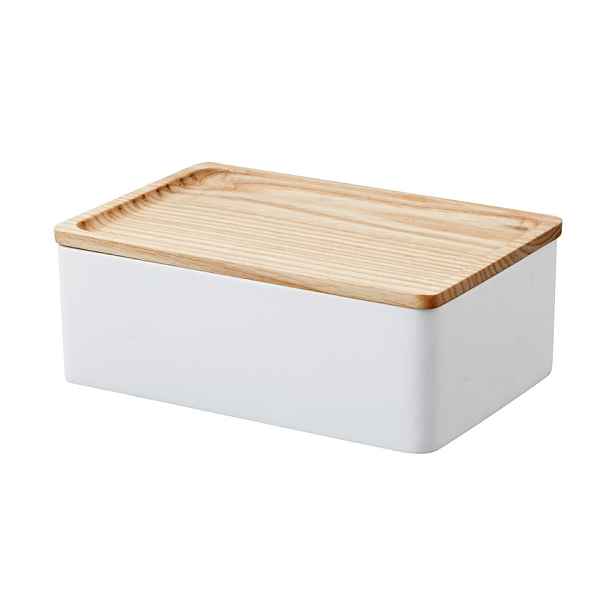 Bílý úložný box s víkem 18,5x12,5x7 cm Rin – YAMAZAKI