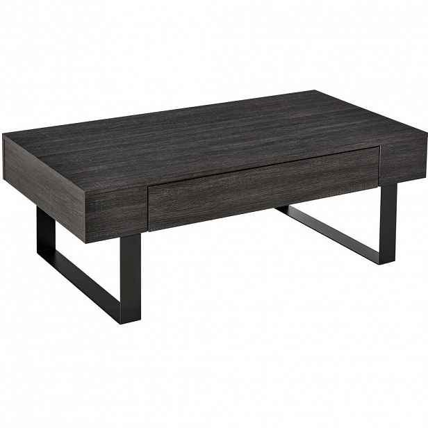 OKWISH KONFERENČNÍ stolek 110/60/40 cm tmavě šedý z dřevotřísky se zásuvkou a policemi