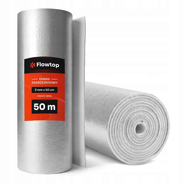 Topná obrazovka 3 mm 50 m x 50 cm izolační hliníková podložka na radiátor