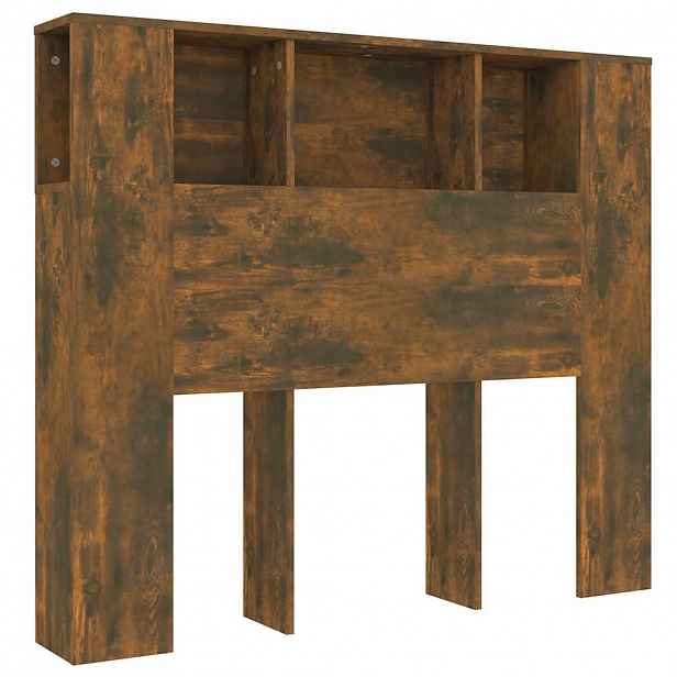 vidaXL Čelo postele s úložným prostorem kouřový dub 120x18,5x102,5 cm