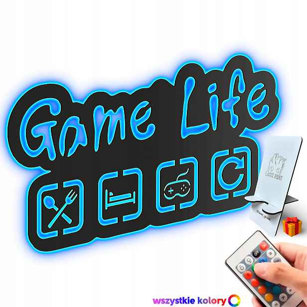 Dřevěný 3D obraz Gaming Game Life Nástěnná Dekorace Noční Lampa Led