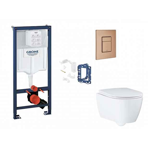 Grohe Rapid SL - Set předstěnové instalace, klozetu, sedátka SoftClose, tlačítka Skate Cosmopolitan a sady pro vhazování tablet, kartáčovaný Warm Suns
