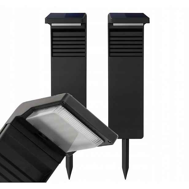 2x Solární stojící zahradní lampa 57 cm Sada silných sloupků