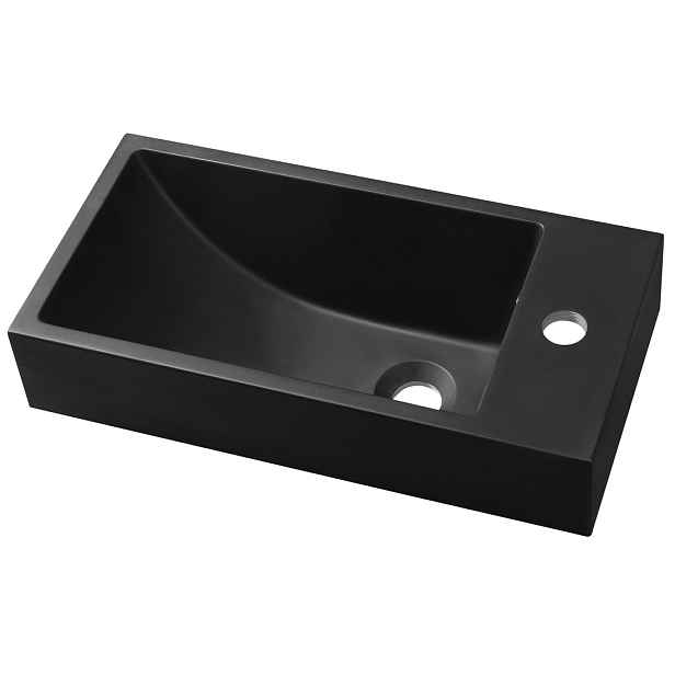 Sapho ARIANA umývátko, litý mramor, 50x25cm, baterie vpravo, černá mat